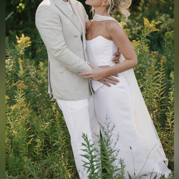 Bridal Corset and Skirt Two Piece Set with Chiffon Scarf - Picture 4 of 11